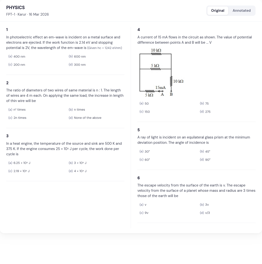 Original question paper
